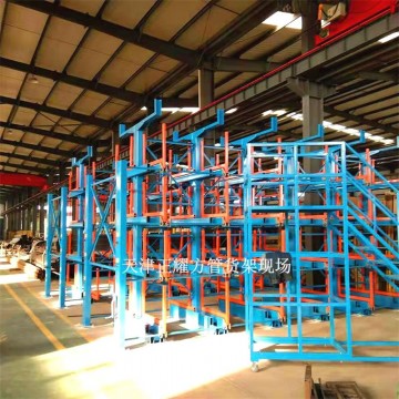 方管货架 山东环境工程设备集团工程案例 伸缩悬臂式管材货架